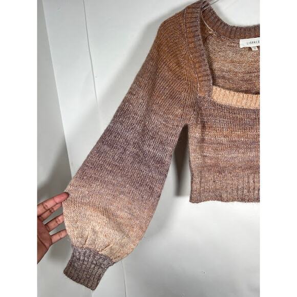 L*Space Paige Square Neck Cropped Pullover Sweater S Temescal Canyon Knit Cozy - Picture 6 of 10